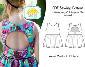 Charlotte Dress & Top, PDF Sewing Pattern, pdf dress pattern, cutout dress pattern, girls dress pdf, baby sewing pattern, dress patterns