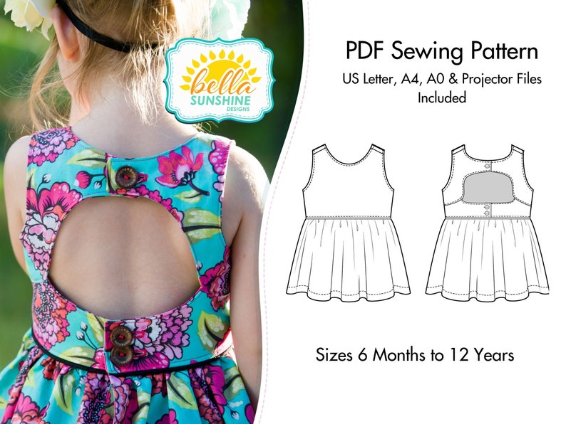 Charlotte Dress & Top, PDF Sewing Pattern, pdf dress pattern, cutout dress pattern, girls dress pdf, baby sewing pattern, dress patterns image 1