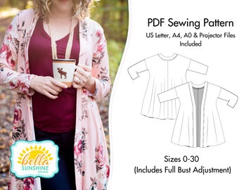 Apple, ladies cardigan pdf, womens pdf pattern, cardigan pattern, cardigan pdf, plus size pdf, ladies sewing pattern, women sewing pattern