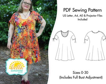 Hazel Dolman Swing Dress PDF Sewing Pattern - Sizes 0-30 - Regular and Plus Size Included