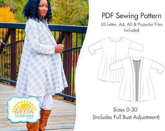 Apple, ladies sewing pattern, ladies cardigan pdf, womens pdf pattern, cardigan pattern, cardigan pdf, plus size pdf, women sewing pattern