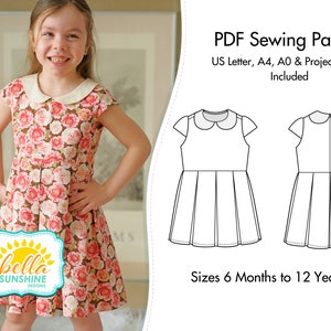 Alice Pleated Dress, PDF Sewing Pattern, peter pan collar, girls pleated dress, girls dress pattern, trendy baby clothes, sewing pattern, image 1