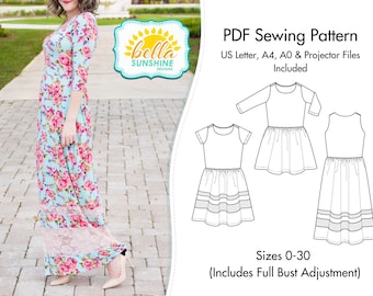 Clementine,  ladies pdf pattern, PDF Sewing Pattern, maxi pattern, ladies pattern, plus size pdf, sewing pattern, womens pattern