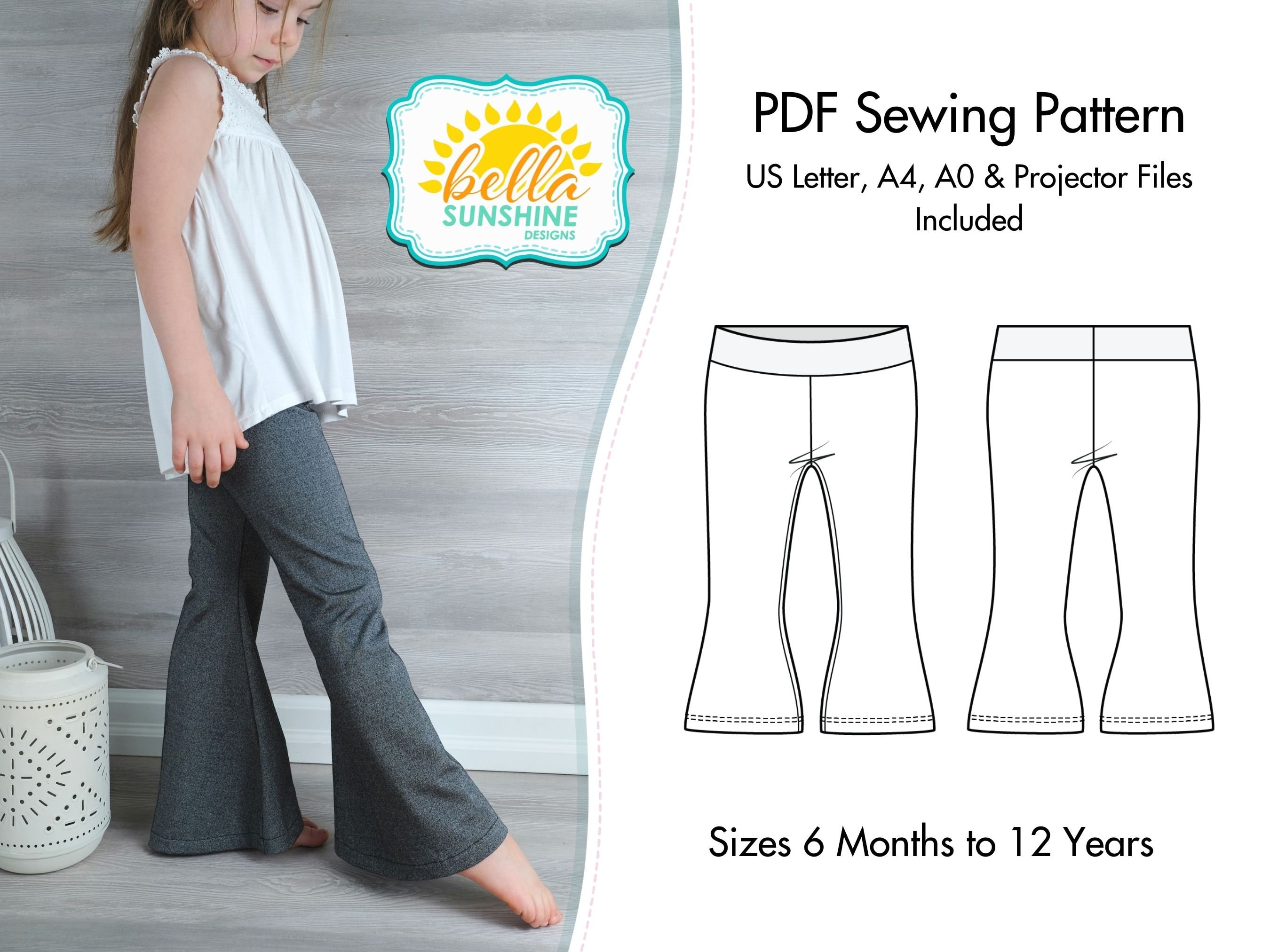 Womens Yoga Pants Pattern Flared Leggings Jazz Pants Pdf Sewing