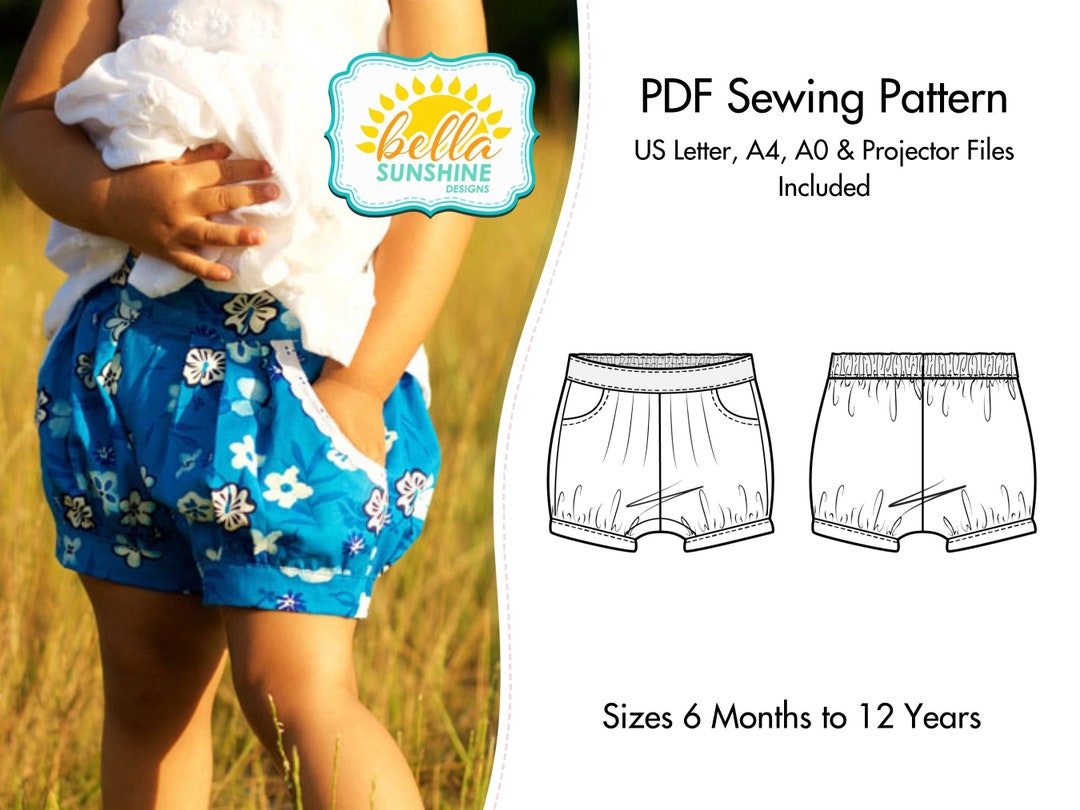 Rose Bubble Shorts, PDF Sewing Pattern, Sewing Patterns, Baby Shorts ...