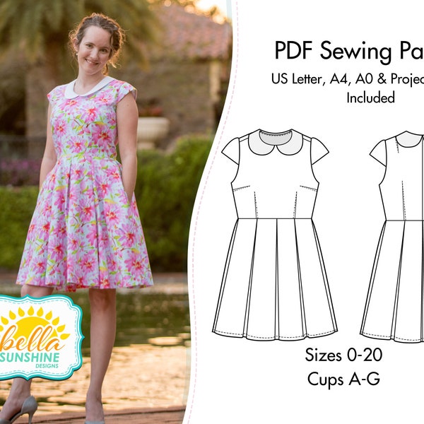 Alice, Pleated Dress, pattern, womens dress pdf, PDF Sewing Pattern, sewing pattern, dress pattern pdf, womens pdf pattern, sewing pdf