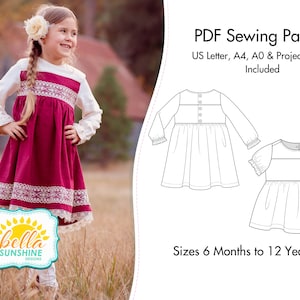 Adaline Dress & Tunic, PDF Pattern, tunic sewing pattern, girls dress patterns, girls dress pdf, dress patterns for girls, sewing pattern image 1