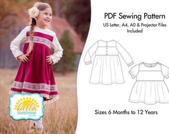 Adaline Dress & Tunic, PDF Pattern, tunic sewing pattern, girls dress patterns, girls dress pdf, dress patterns for girls, sewing pattern