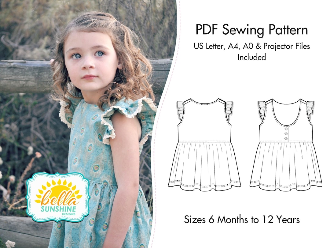 Vintage Grace, Flutter Dress, PDF Sewing Pattern, Girls Flutter Dress ...