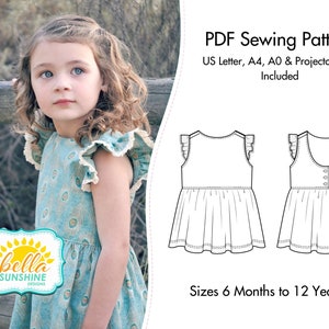 Vintage Grace, Flutter Dress, PDF Sewing Pattern, girls flutter dress, flutter sleeve dress, toddler floral dress, low back dress, sewing