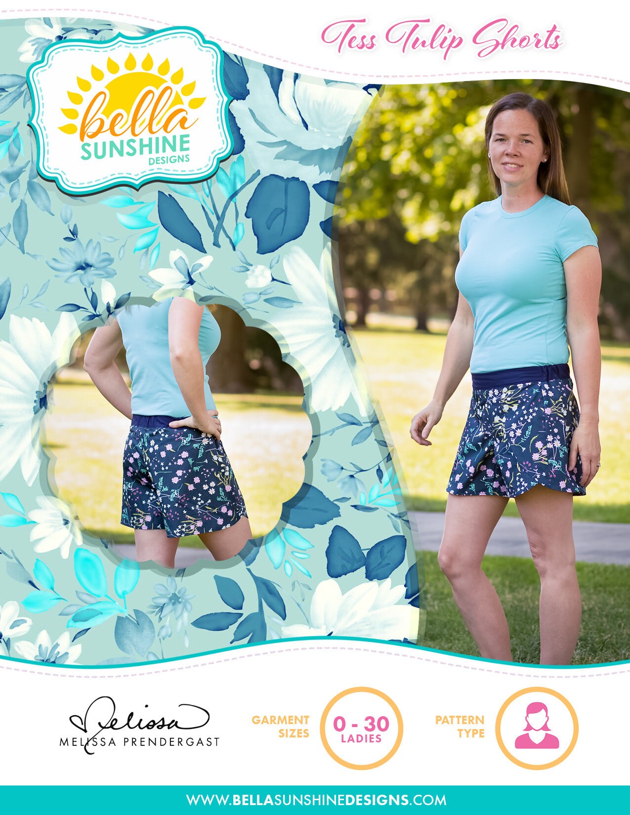 Tess Tulip Shorts, Ladies Pattern, PDF Sewing Pattern, Ladies Pdf