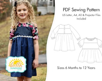 Adaline Dress & Tunic, girls dress patterns, girls dress pdf, PDF Pattern, dress patterns for girls, sewing pattern, sewing patterns, sewing