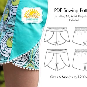 Tess Tulip Shorts, baby shorts pattern, baby sewing patterns, PDF Sewing Pattern, shorts girl toddler, sewing pattern pdf, sewing patterns