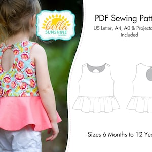 Piper Reversible Peplum Top, PDF Sewing Pattern, girls peplum top, sewing pattern, baby girls peplum, girls peplum, girls sewing pattern