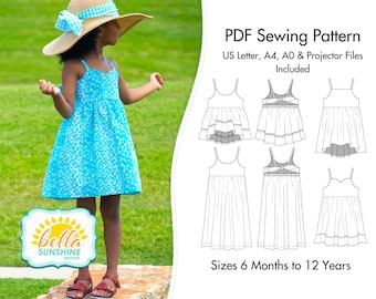 Daisy Tie Back Dress Sewing Pattern - Digital Sewing Pattern for Girls 6 Months to 12 Years