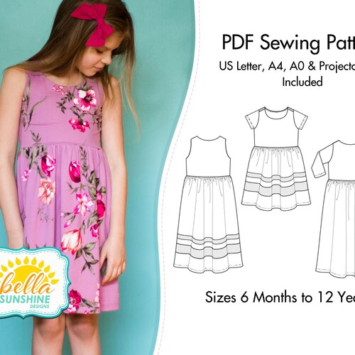Alice Pleated Dress PDF Sewing Pattern Girls Pleated Dress - Etsy Australia