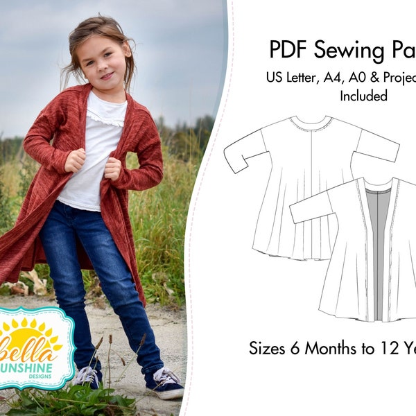 Apple, pdf sewing pattern, girls cardigan pdf, girls pdf pattern, sewing pattern, girls pattern pdf, cardigan pattern, sewing pattern pdf