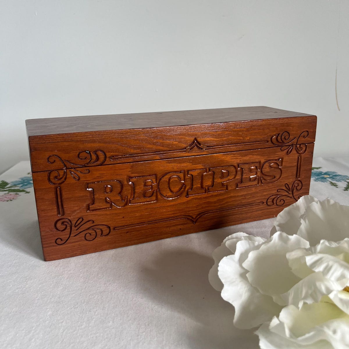 Vintage Wooden Double Capacity Recipe Box - Etsy