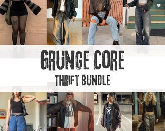 Thrifted Grunge Clothing Bundle – Emo, Dark Academia, 90s Vintage, Band Merch & Punk Rock