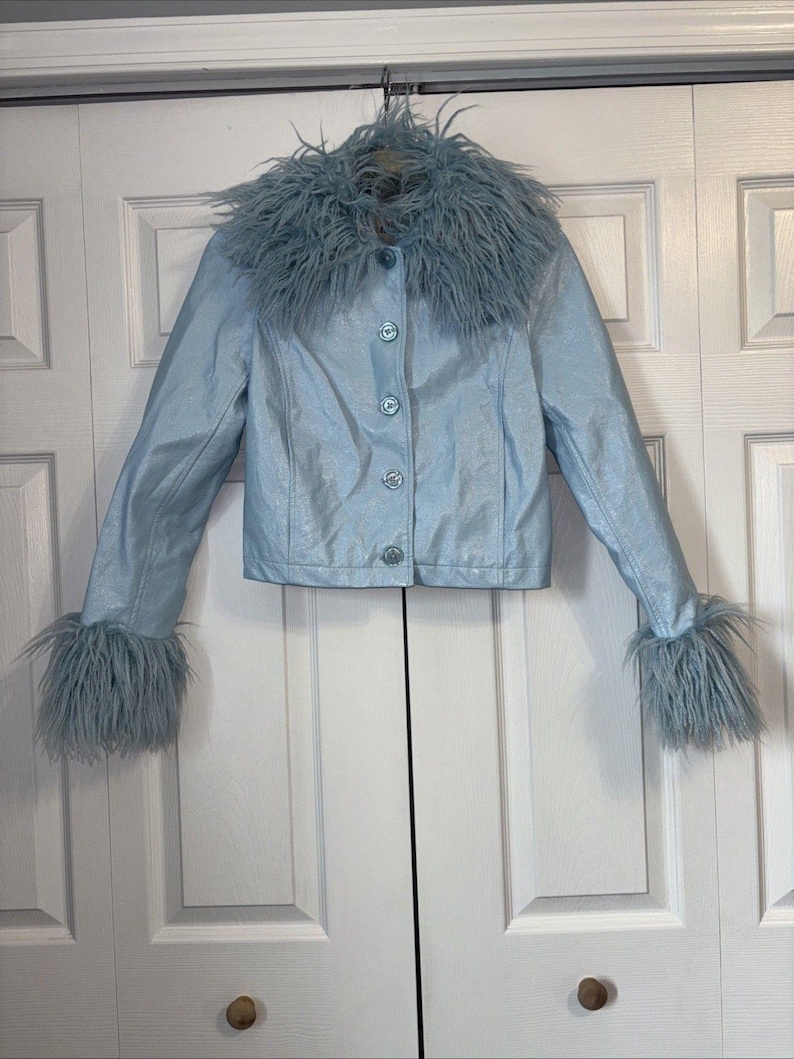 Urban Outfitters MIA Jacket NWT - Sky Blue Y2K Feather Jacket - Adult Women XS image 2