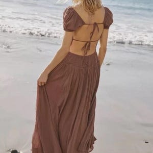 Free People Feeling Bonita Midi Size S | brown boho backless beach dress image 2