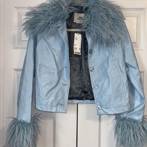 Urban Outfitters MIA Jacket NWT - Sky Blue Y2K Feather Jacket - Adult Women XS image 1
