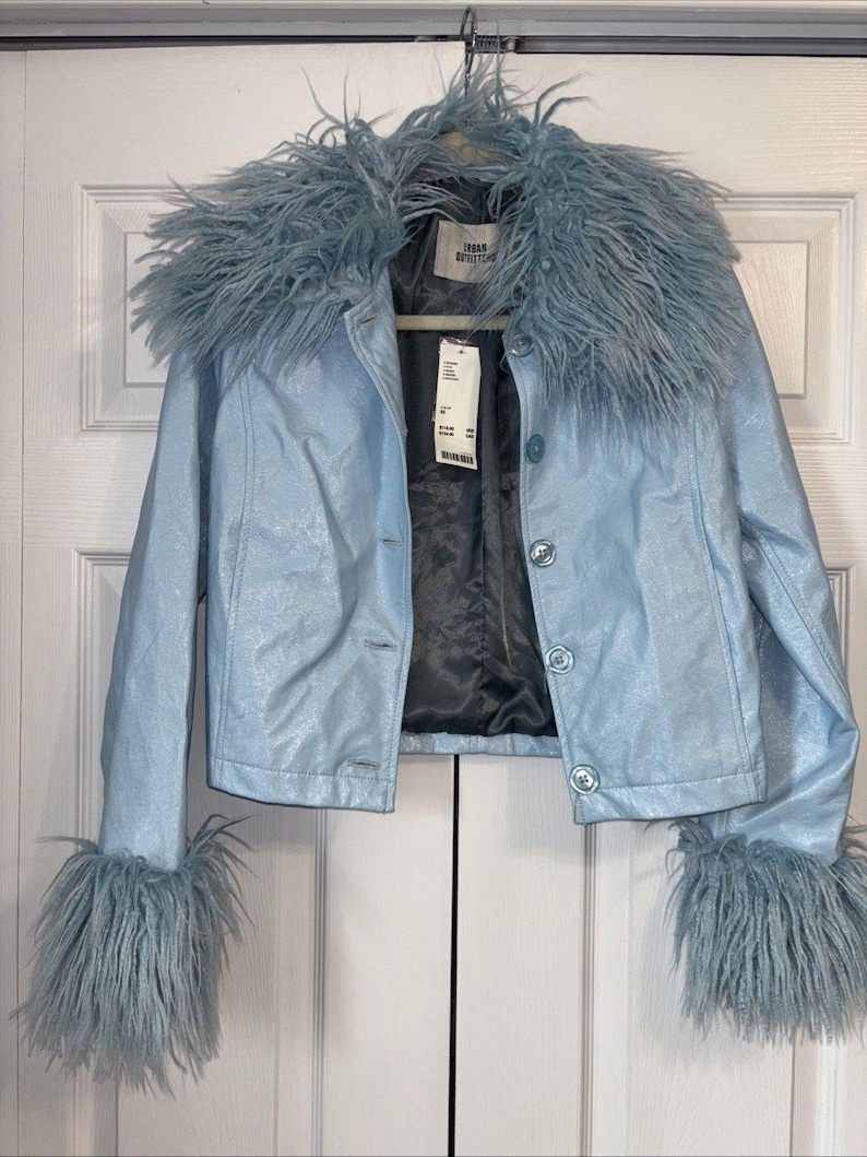 Urban Outfitters MIA Jacket NWT - Sky Blue Y2K Feather Jacket - Adult Women XS image 1