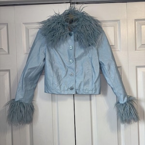 Urban Outfitters MIA Jacket NWT - Sky Blue Y2K Feather Jacket - Adult Women XS image 3