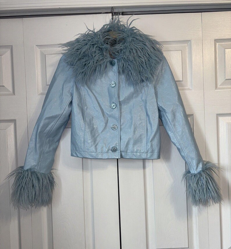 Urban Outfitters MIA Jacket NWT - Sky Blue Y2K Feather Jacket - Adult Women XS image 3