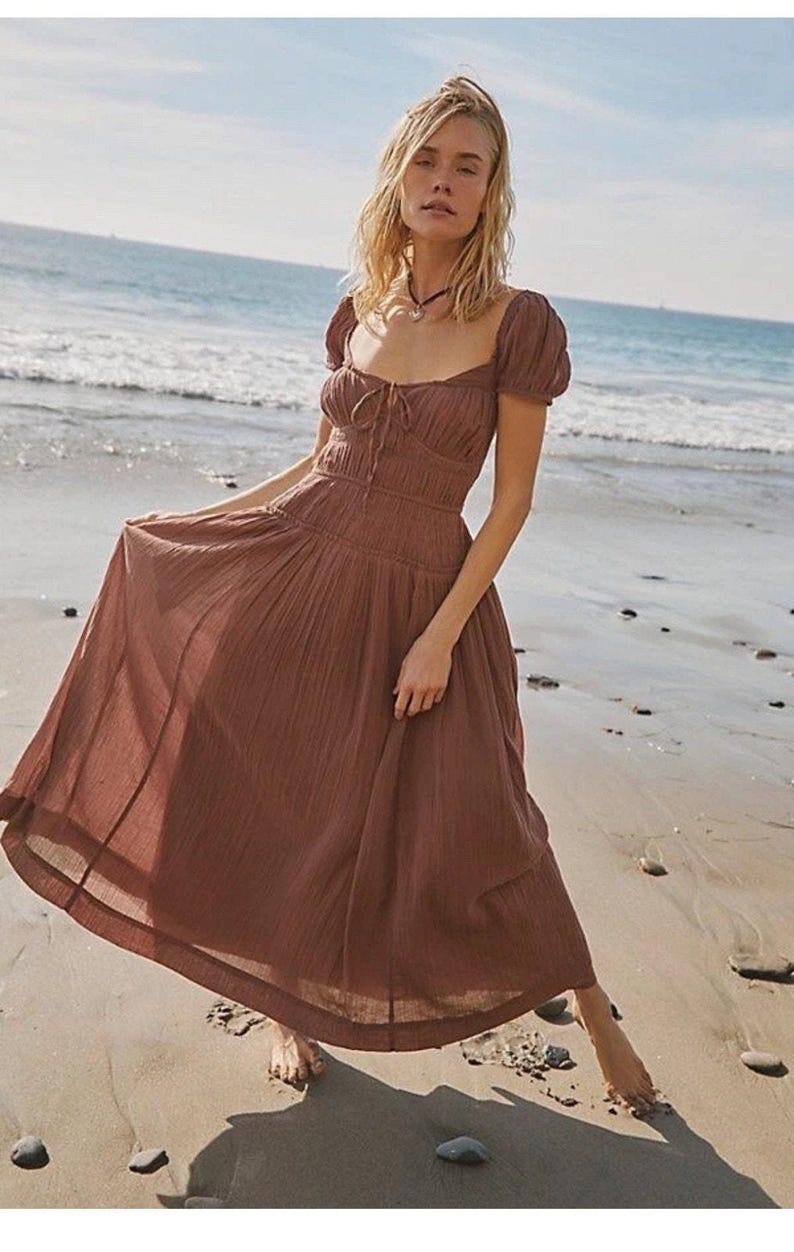 Free People Feeling Bonita Midi Size S | brown boho backless beach dress image 1
