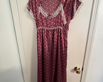 VINTAGE Christian Dior Nightgown and Robe Lingerie Set | burgundy floral second hand unique luxury lingerie