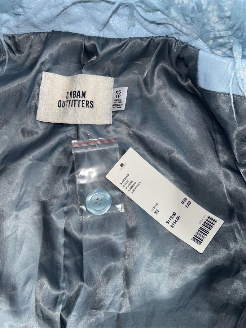 Urban Outfitters MIA Jacket NWT - Sky Blue Y2K Feather Jacket - Adult Women XS image 10