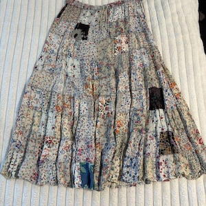 Sacred Threads Maxi Skirt Light Colors Hippie Bohemian Gypsy Festival Patchwork