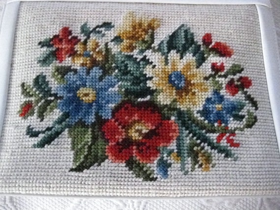 1960s Handbag Purse Needlepoint Flowers Bouquet W… - image 2