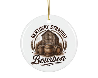 Adorno de cerámica de bourbon Kentucky Straight / Diseño de destilería de barriles