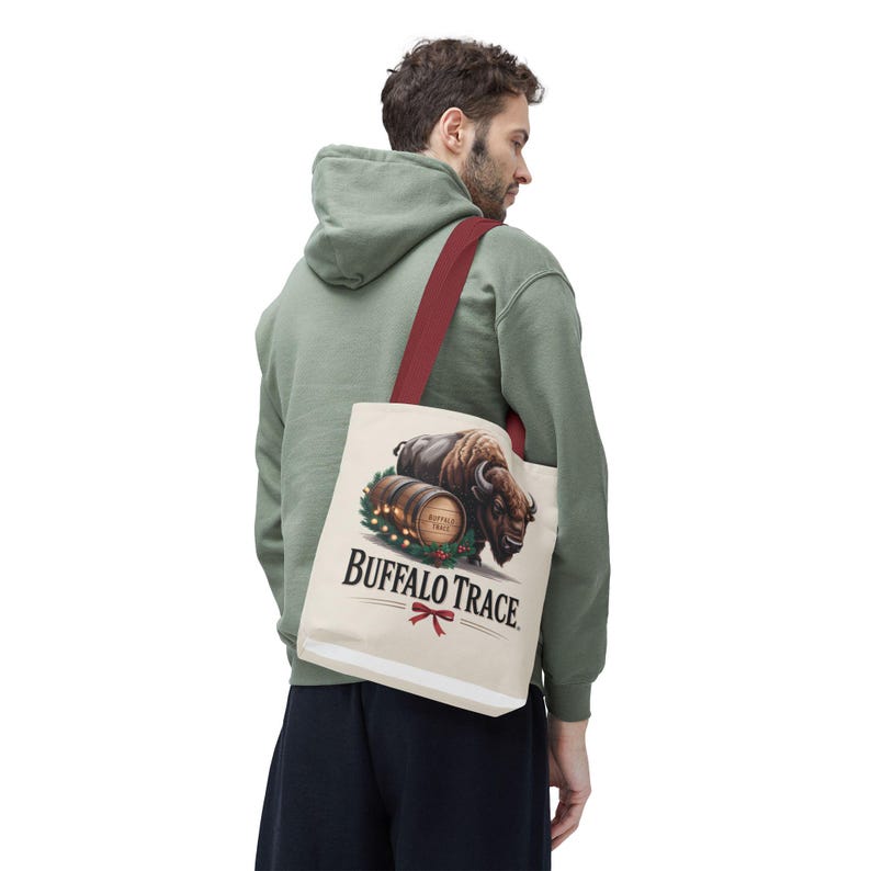 Buffalo Trace Distillery Illustration Tote Bag | Barrel Whiskey Logo Tote image 14