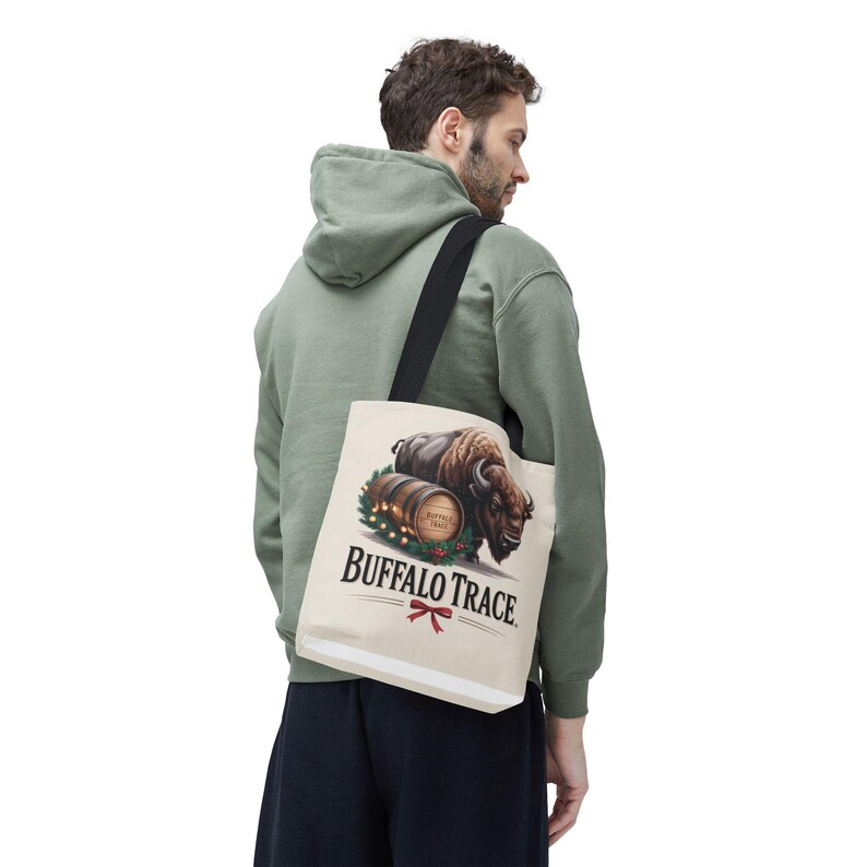 Buffalo Trace Distillery Illustration Tote Bag | Barrel Whiskey Logo Tote image 7