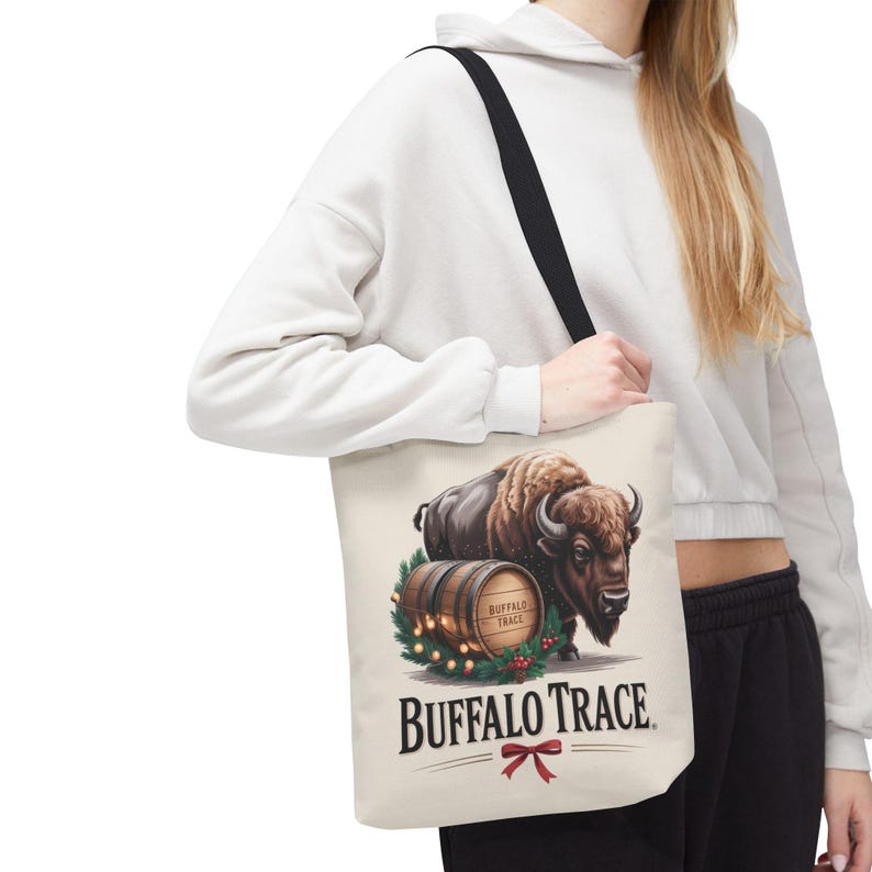 Buffalo Trace Distillery Illustration Tote Bag | Barrel Whiskey Logo Tote image 8