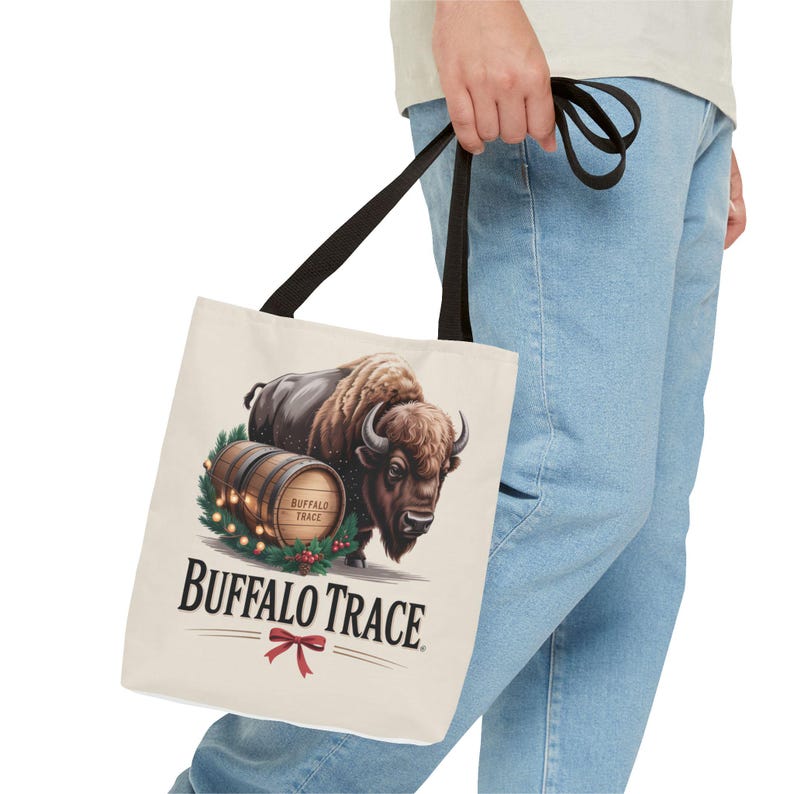 Buffalo Trace Distillery Illustration Tote Bag | Barrel Whiskey Logo Tote image 4