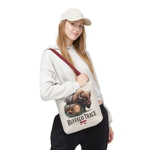 Buffalo Trace Distillery Illustration Tote Bag | Barrel Whiskey Logo Tote image 1