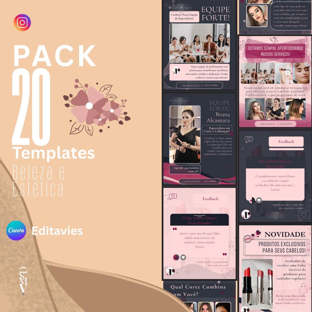 Templates for Instagram, Aesthetics and Beauty Niche. Editable Models ...