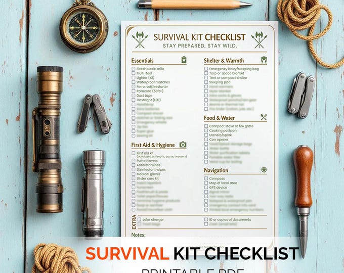Survival Kit Checklist: Printable Emergency Gear List (PDF Download A4/US Letter) - Etsy