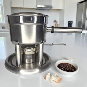 Ensemble à Fondue Vintage Acier Inoxydable 18/10 | Stainless Steel Fondue Pot Set | Rétro Cuisine | Cadeau Foodie Réception
