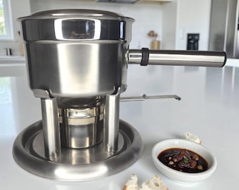 Ancien Service à Fondue Le Creuset « Modèle Paon
