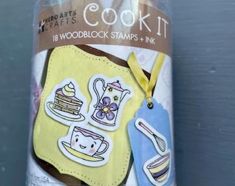 Hero Arts Cook It Woodblock Ink 'N' Stamp Set