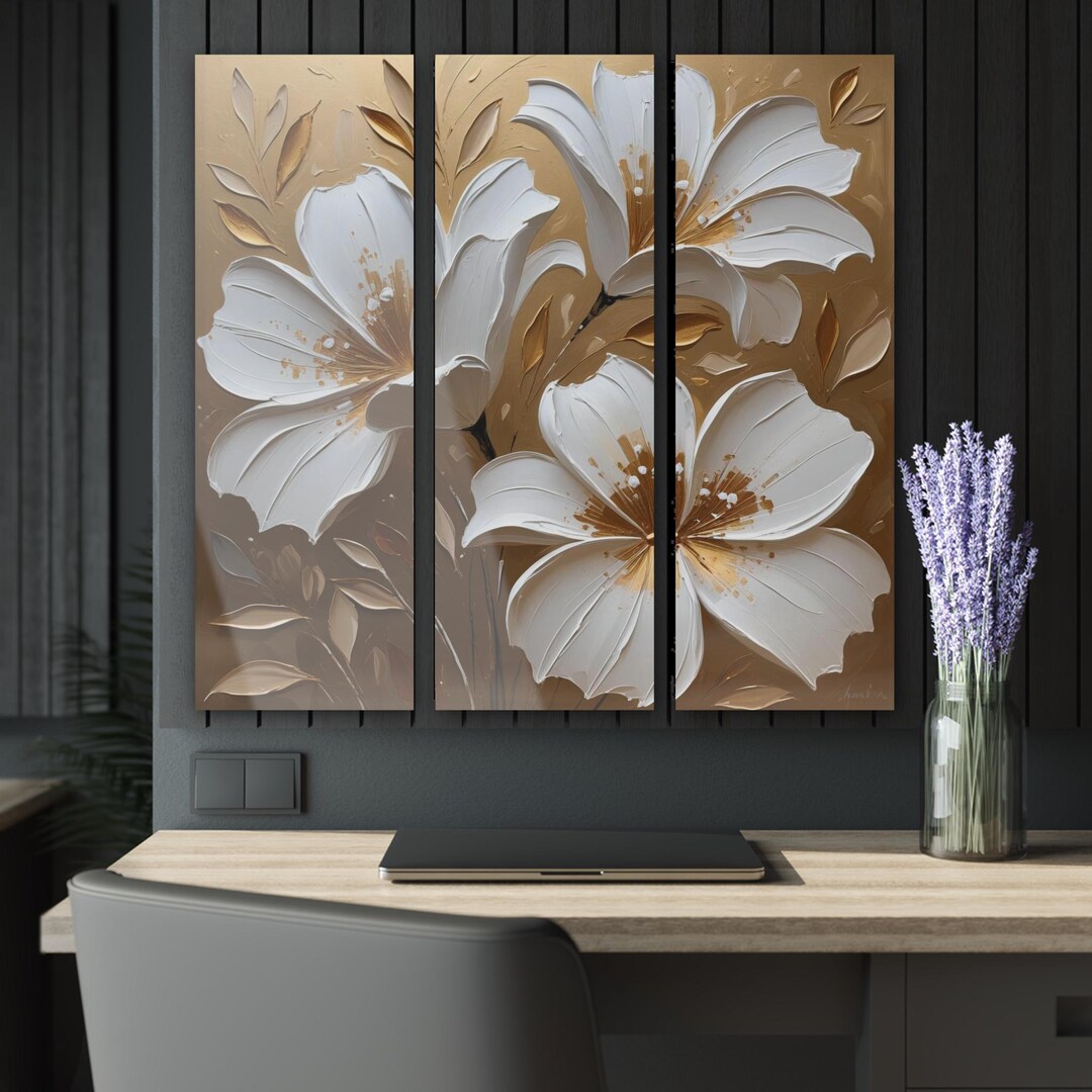 Elegant Floral Triptych: Acrylic Wall Art Prints for Home Decor - Etsy
