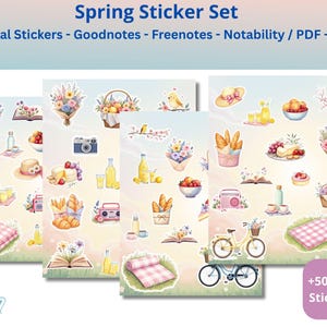 Spring Digital Stickers, Pre-cropped, Goodnotes Stickers, Spring Picnic Sticker, PNG, PDF & Goodnotes Stickers – Digital Printable Stickers