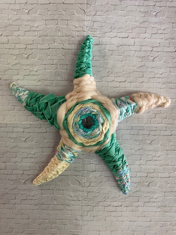 Seafoam Green and Blush Pink Woven Starfish Wall Art Beach Etsy