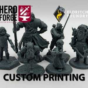 Custom Miniature 3D Printing Service - HeroForge DnD Minis, RPG, TTRPG, Wargaming - 5mm to 100mm Scales - 8K Resin STL Prints - With a case!