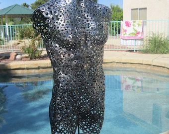 Free standing Male metal art torso Sculpture by Holly Lentz  metal art